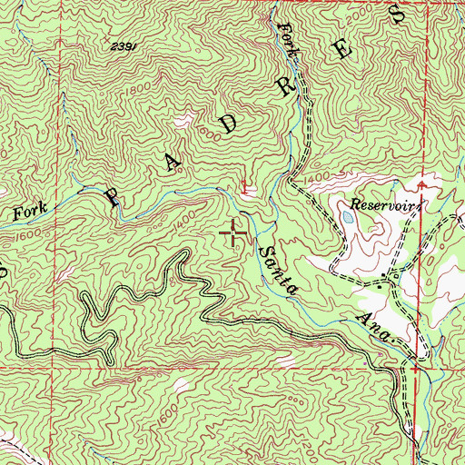 Topographic Map of West Fork Santa Ana Creek, CA