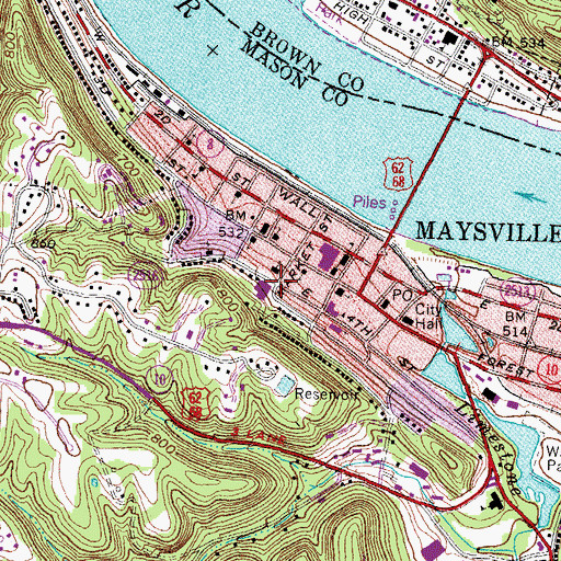 Topographic Map of Alanant-O-Wamiowee Historical Marker, KY