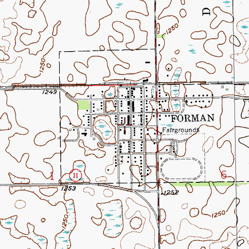 Topographic Map of Forman City Hall, ND