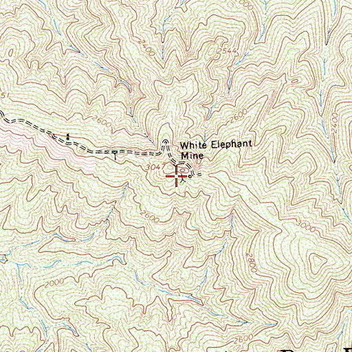 Topographic Map of White Elephant Mine, CA
