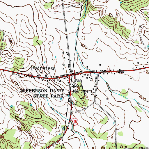 Topographic Map of Jefferson Davis Birthplace Historical Marker, KY