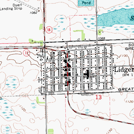 Topographic Map of Lidgerwood City Hall, ND