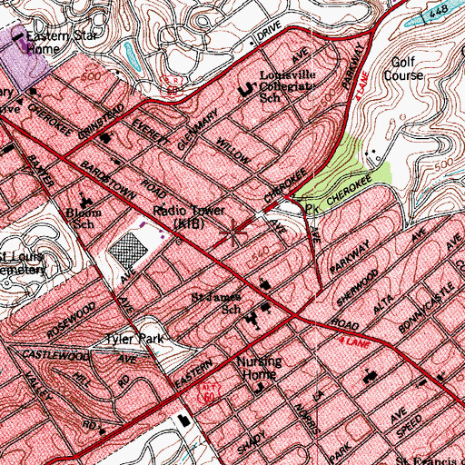 Topographic Map of John B Castleman Historical Marker, KY