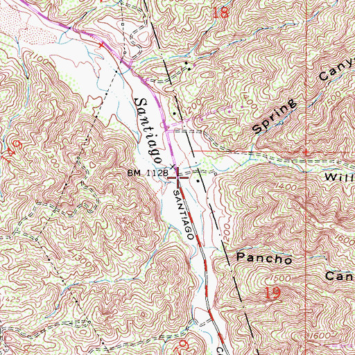 Topographic Map of Williams Canyon, CA