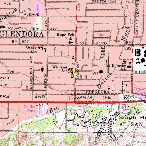 Topographic Map of Williams Elementary School, CA