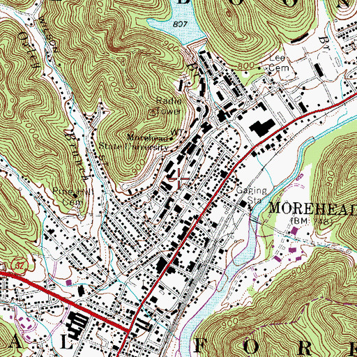 Topographic Map of National Register Historic District Morehead State University Historical Marker, KY