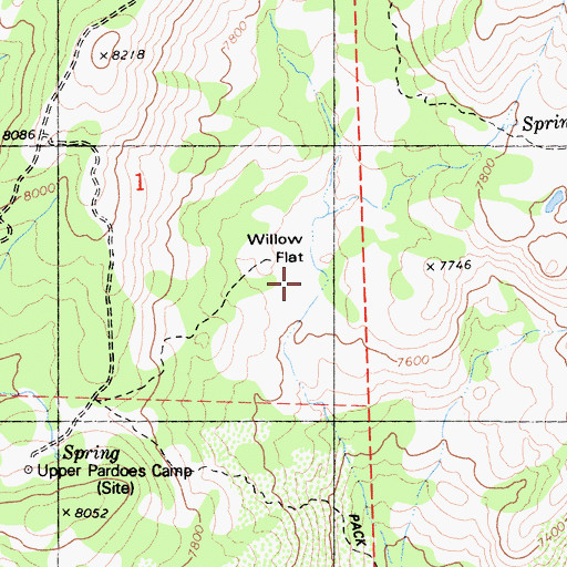 Topographic Map of Willow Flat, CA
