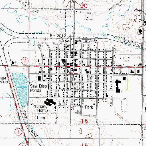 Topographic Map of Wishek City Hall, ND