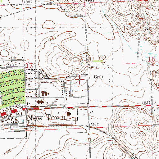 Topographic Map of Fort Berthold Community College, ND