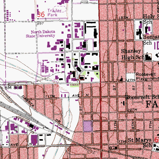 Topographic Map of North Dakota State University Library, ND