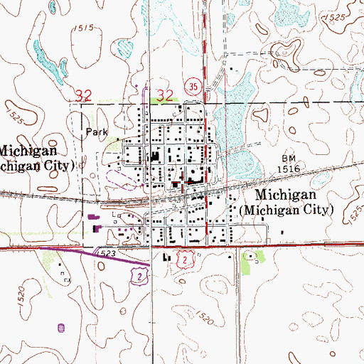 Topographic Map of Michigan Public Library, ND