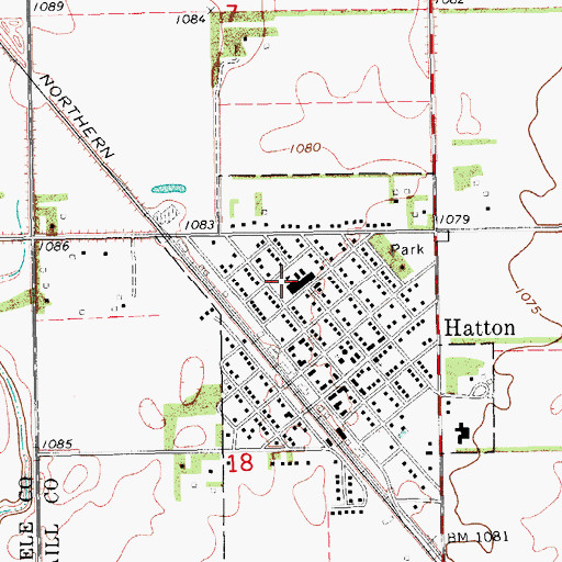 Topographic Map of Hatton School and Public Library, ND