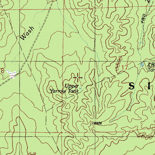 Topographic Map of Lower Yarrow Tank, AZ