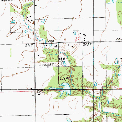Topographic Map of Taylor Cemetery, IL