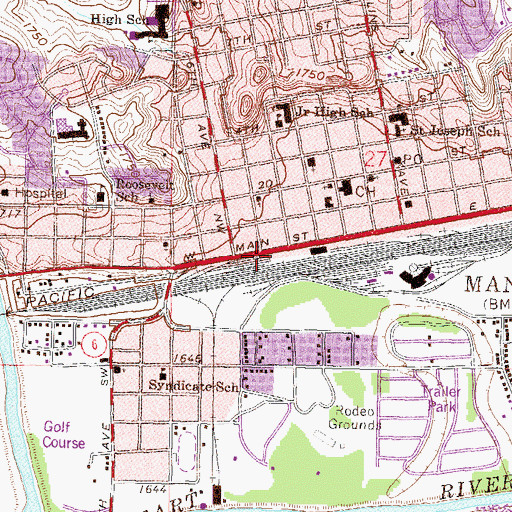 Topographic Map of Morton Mandan Public Library, ND