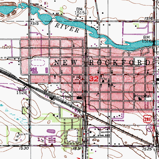 Topographic Map of Eddy-New Rockford Public Library, ND