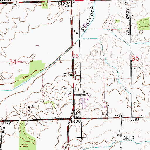 Topographic Map of Kessinger Cemetery, IN