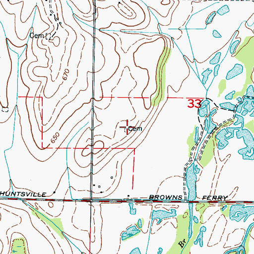 Topographic Map of John J Jones Cemetery, AL