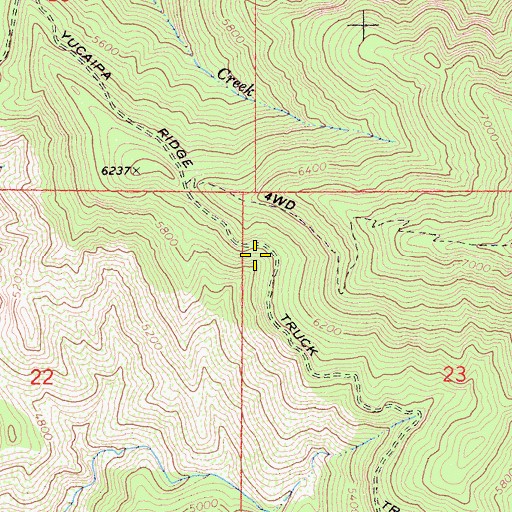 Topographic Map of Yucaipa Ridge Truck Trail, CA