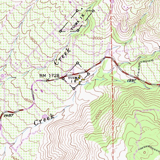Topographic Map of Yuima Reservation (historical), CA