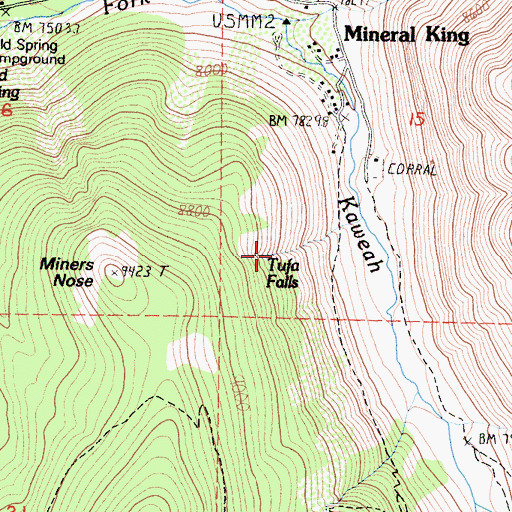 Topographic Map of Tufa Falls, CA