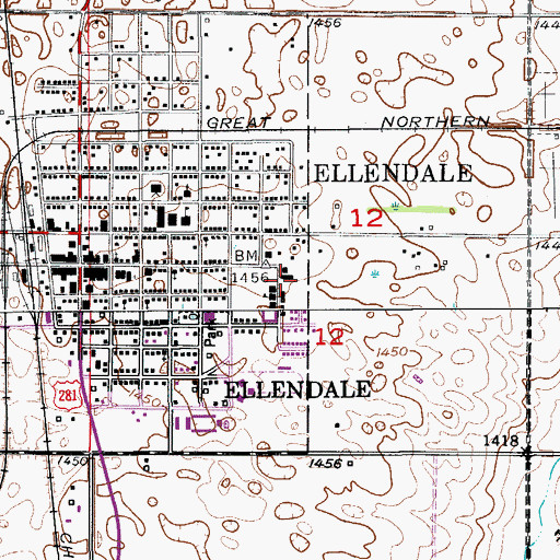 Topographic Map of Englar Hall, ND