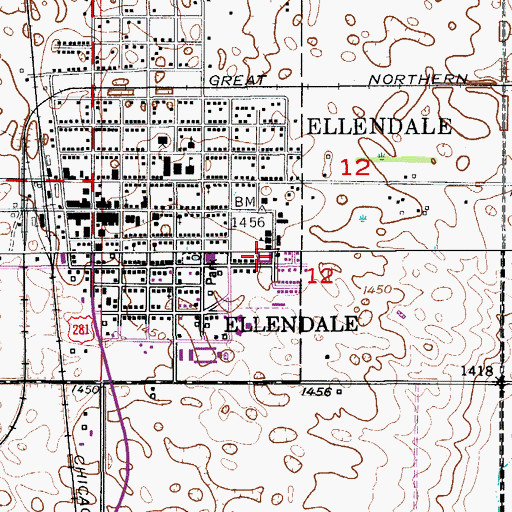 Topographic Map of Ray Ulmer Field House, ND