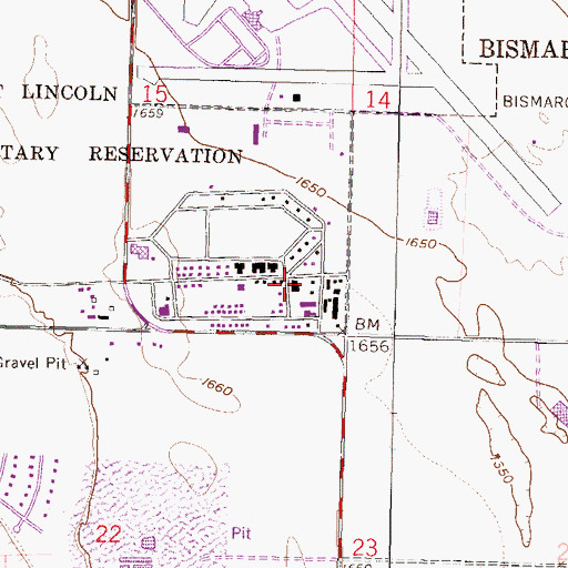 Topographic Map of James Henry Community Center, ND