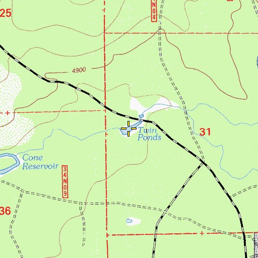 Topographic Map of Twin Ponds, CA