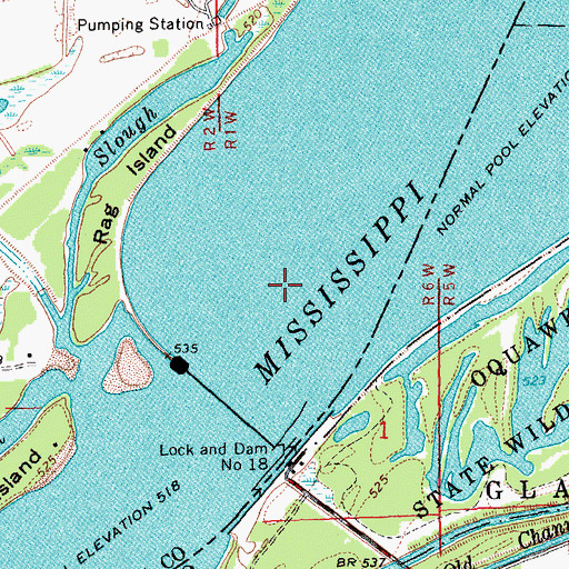 Topographic Map of Pool 18, IL