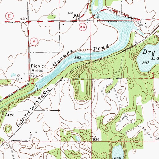 Topographic Map of Mount Hellen, WI
