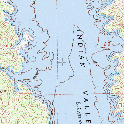 Topographic Map of Indian Valley Reservoir, CA