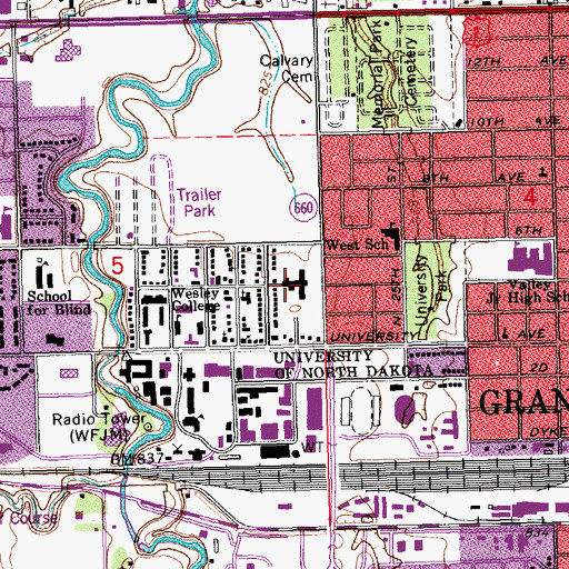 Topographic Map of University of North Dakota School of Medicine and Health Sciences, ND