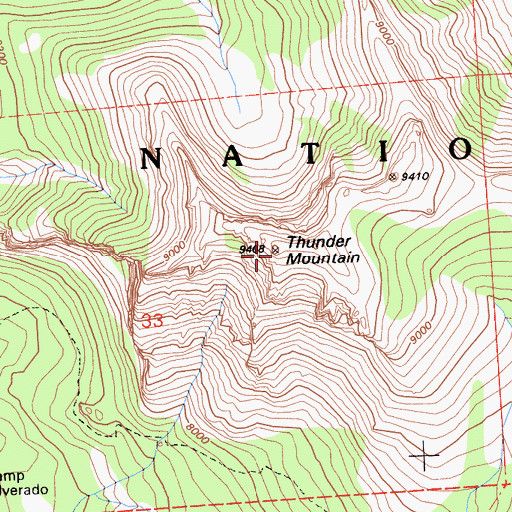 Topographic Map of Thunder Mountain, CA