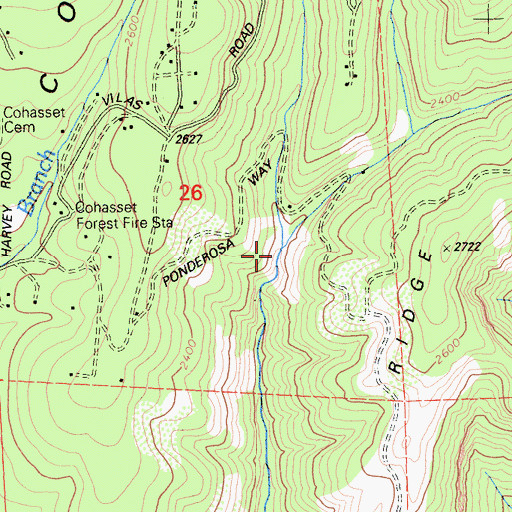Topographic Map of West Branch Mud Creek, CA