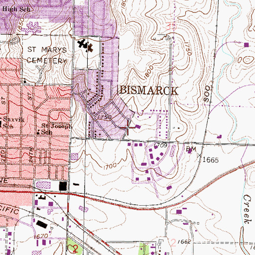 Topographic Map of Rita Murphy Elementary School, ND