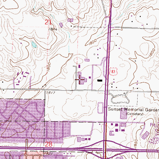 Topographic Map of Century High School, ND