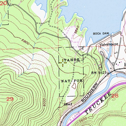 Topographic Map of Boca Campground, CA