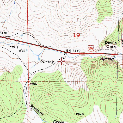 Topographic Map of Devils Gate Pack Station, CA