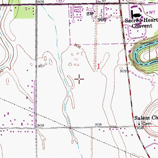 Topographic Map of Bennett Elementary School, ND