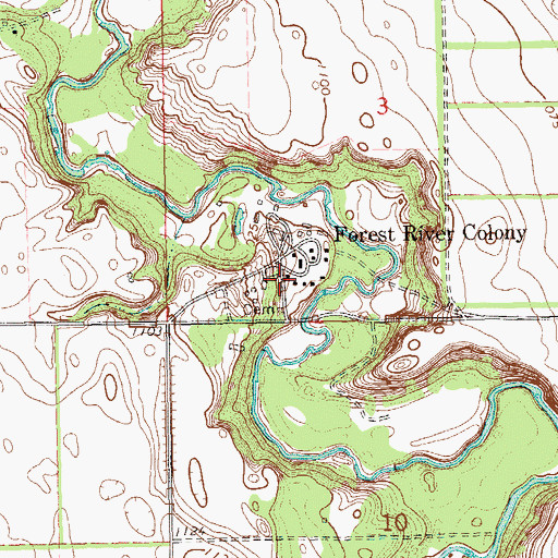 Topographic Map of Forest River School, ND