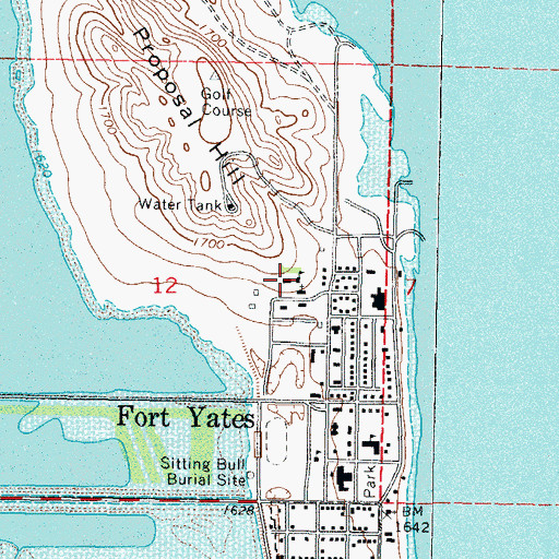 Topographic Map of Saint Bernard Mission School, ND