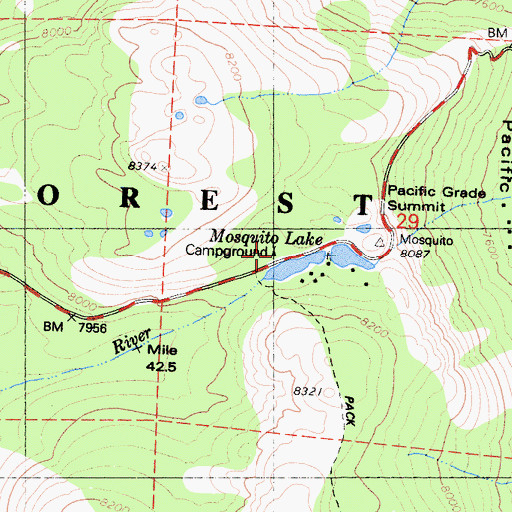 Topographic Map of Mosquito Lakes Campground, CA