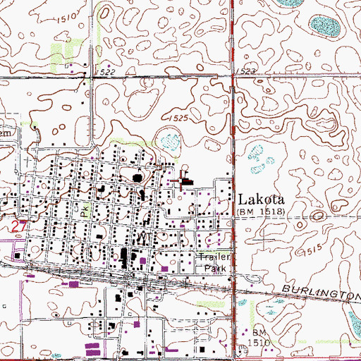Topographic Map of Lakota Elementary School, ND