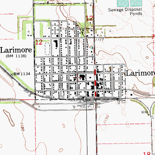 Topographic Map of Larimore High School, ND