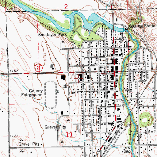 Topographic Map of Lisbon Elementary School, ND