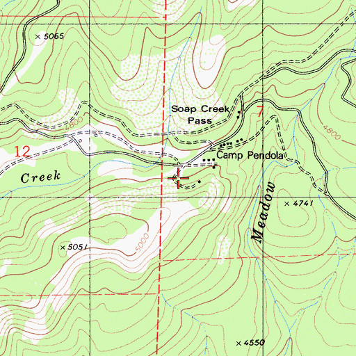 Topographic Map of Camp John Mensinger Boy Scout Camp, CA