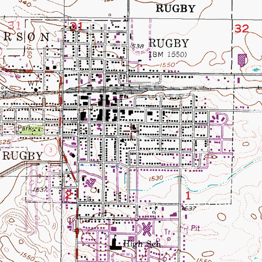 Topographic Map of Little Flower Elementary School, ND
