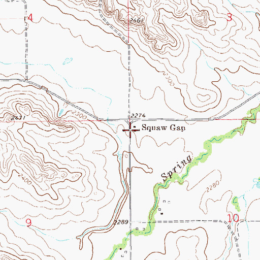 Topographic Map of Squaw Gap School, ND