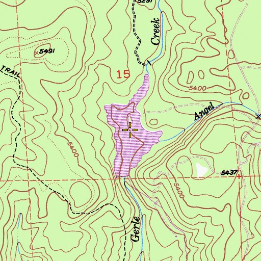 Topographic Map of Gerle Creek Divide Reservoir, CA